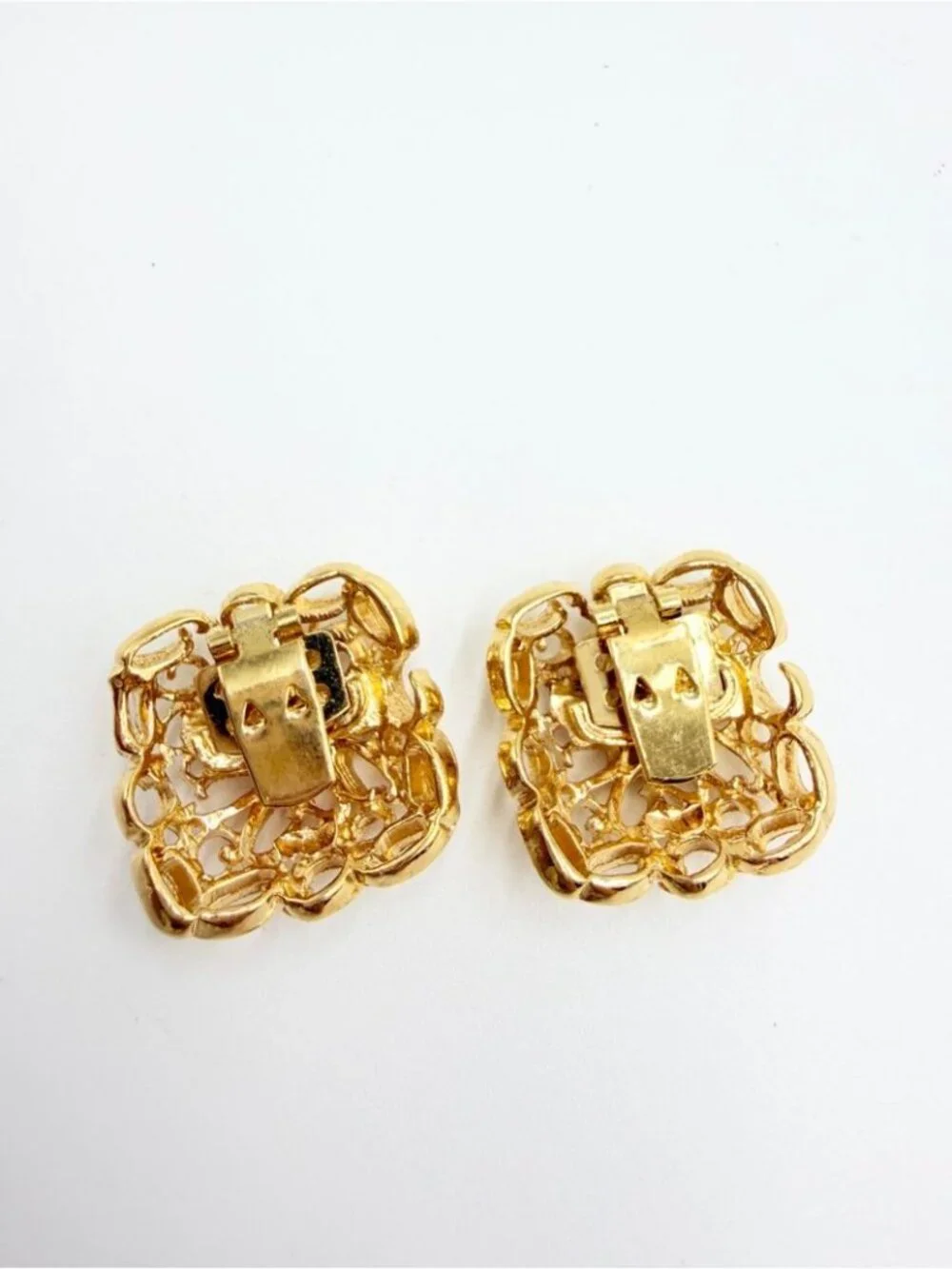Vintage Bluette Made in France Gold Tone Dress Clips Pair